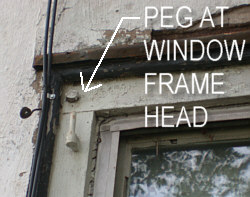Wood Pegs used to join together window frame.
